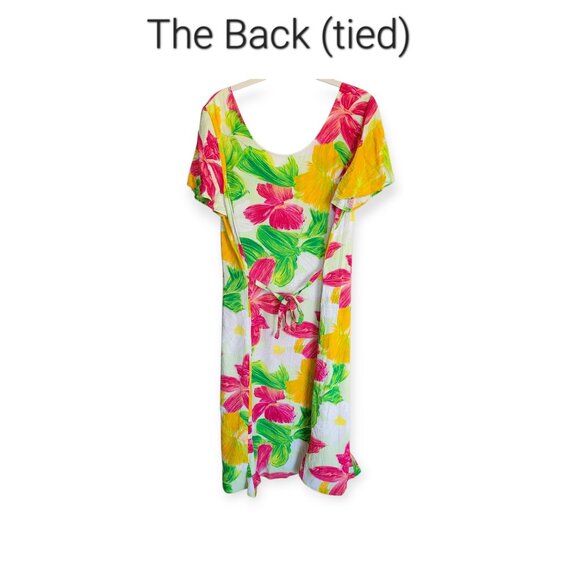 90s Jams World Vintage Hawaiian Floral Dress L - Picture 4 of 13